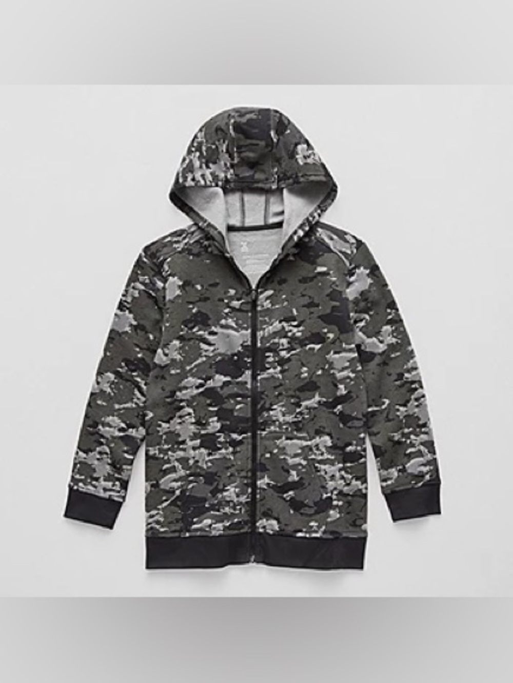 Xersion Kids Camo Zip Hoodie in Gray and Black